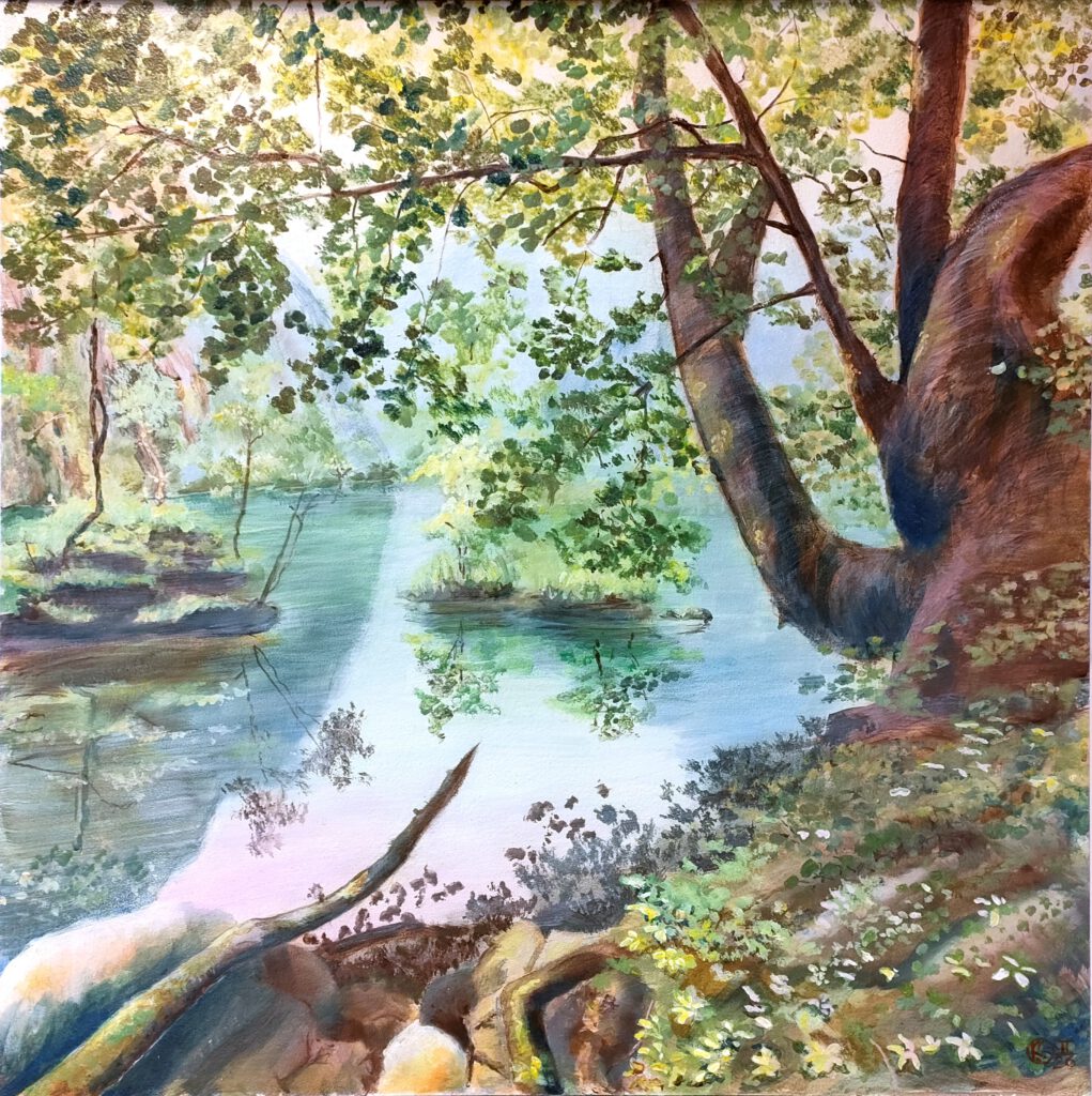 Landschaft, Fluss, Katrin Seifert, Illusionsmalerei
