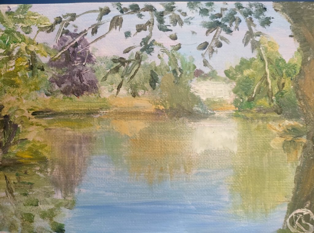 See im Park, Ölmalerei, 18x13 cm